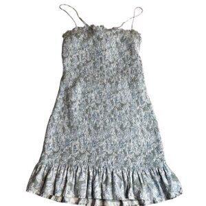 Abercrombie Blue Floral Smocked Linen Dress